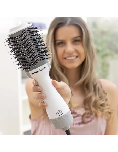 Ionic Dryer and Volumising Brush Volumio InnovaGoods White Grey 1000 W