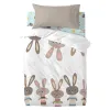 Pussilakanasetti HappyFriday Moshi Moshi Rabbit Family Monivärinen Vauvan kehto 2 Kappaletta