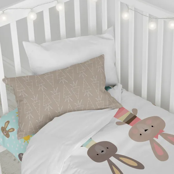 Pussilakanasetti HappyFriday Moshi Moshi Rabbit Family Monivärinen Vauvan kehto 2 Kappaletta