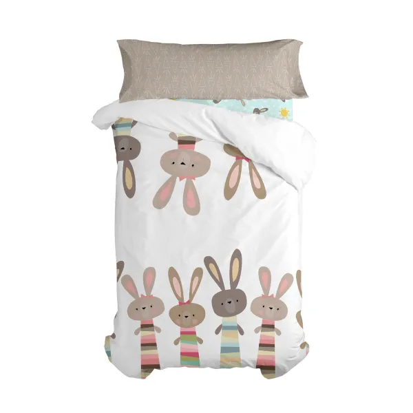 Pussilakanasetti HappyFriday Moshi Moshi Rabbit Family Monivärinen Sänky 80/90 2 Kappaletta
