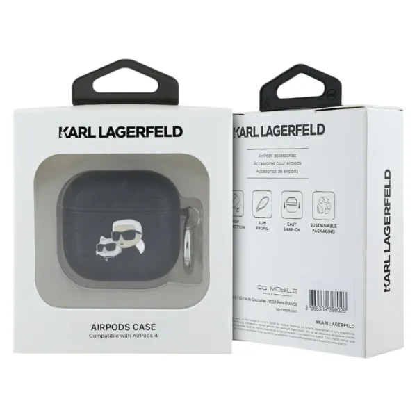 Karl Lagerfeld Monogram Karl & Choupette Head - AirPods 4 Case (black)