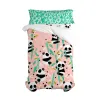 Duvet cover set HappyFriday Moshi Moshi Panda Garden Pink Single 2 Pieces