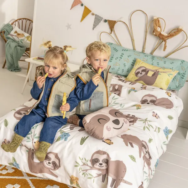 Antklodės užvalkalų rinkinys HappyFriday Moshi Moshi Happy Sloth Spalvotas Lova 80/90 2 Dalys