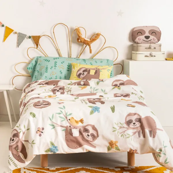 Pussilakanasetti HappyFriday Moshi Moshi Happy Sloth Monivärinen Sänky 80/90 2 Kappaletta