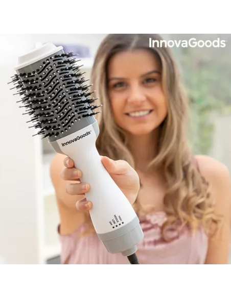 Ionic Dryer and Volumising Brush Volumio InnovaGoods White Grey 1000 W