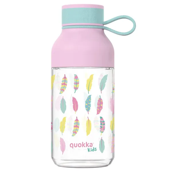 Quokka Ice Kids with strap - ecozen 430 ml water bottle with strap (Feathers)