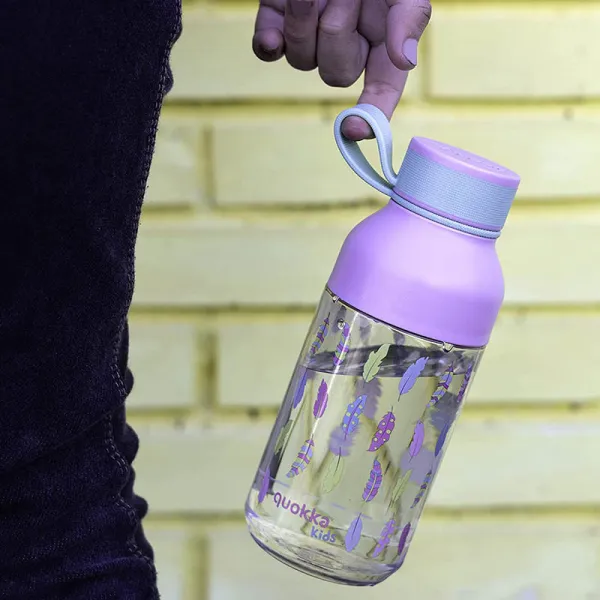 Quokka Ice Kids with strap - ecozen 430 ml water bottle with strap (Feathers)