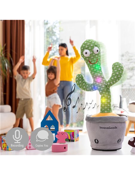 Dancing Talking Plush Cactus with Music and Multicolour LED Pinxi InnovaGoods