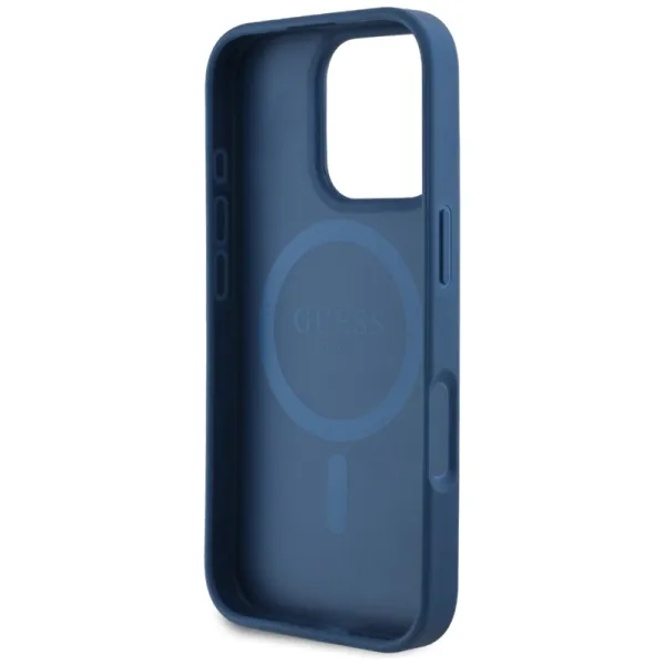 Guess Grained Printed Flower Pattern MagSafe - Case for iPhone 16 Pro (blue)