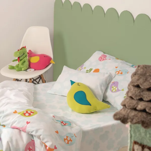 Antklodės užvalkalų rinkinys HappyFriday Mr Fox Little birds Spalvotas Lova 80/90 2 Dalys