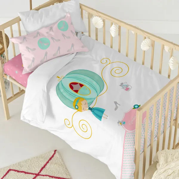 Duvet cover set HappyFriday Mr Fox Pumpkin Multicolour Baby Crib 2 Pieces