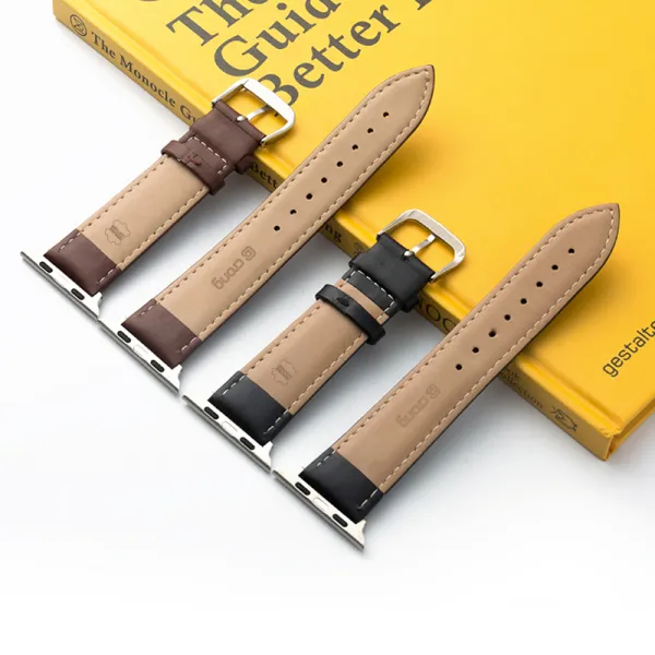 Crong Noble Band - Genuine Leather Strap for Apple Watch 44/45/46/49 mm (Espresso)