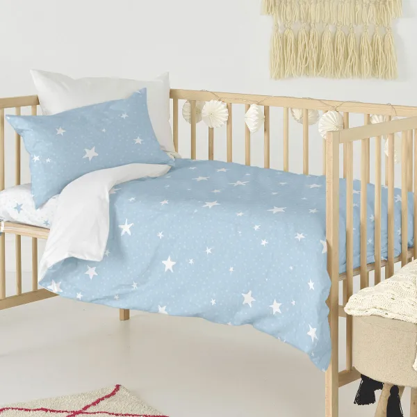 Antklodės užvalkalų rinkinys HappyFriday Basic Kids Mėlyna Vaikiška lovytė 2 Dalys