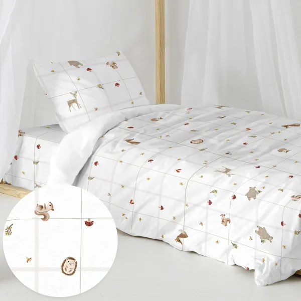 Комплект чехлов для одеяла HappyFriday Mini Woods animals Разноцветный 80 кровать 2 Предметы