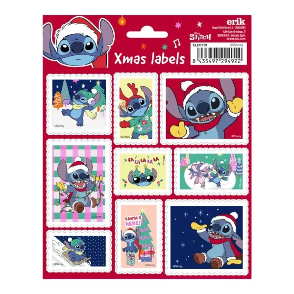 Disney Stitch - Set of 18 self-adhesive Christmas stickers