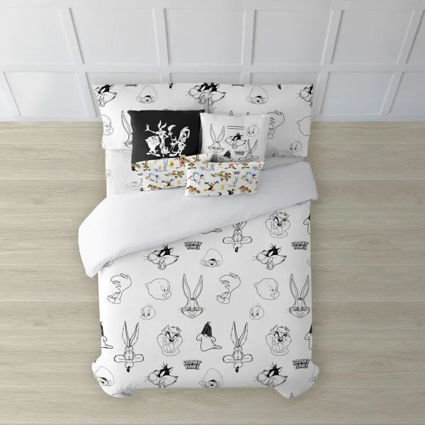Пододеяльник Looney Tunes Looney B&W Белый black 175 темы 200 x 200 cm