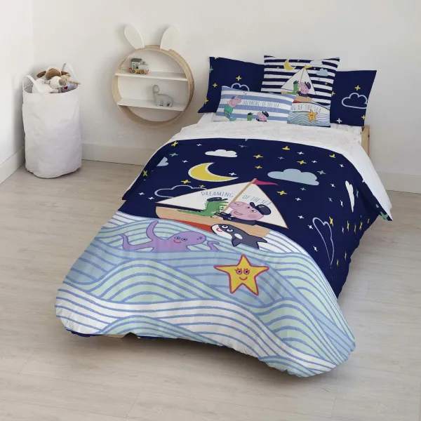 Šiaurės šalių viršelis Peppa Pig Sea Spalvotas 175 Siūlai 180 x 220 cm