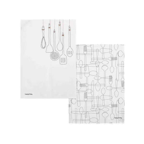 Keittiöliina HappyFriday Cutlery Monivärinen 70 x 50 cm (2 osaa)