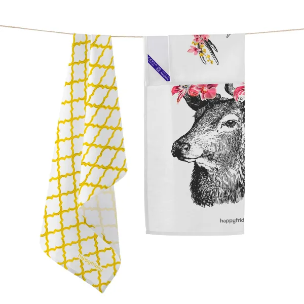 Keittiöliina HappyFriday Reindeer Monivärinen 70 x 50 cm (2 osaa)