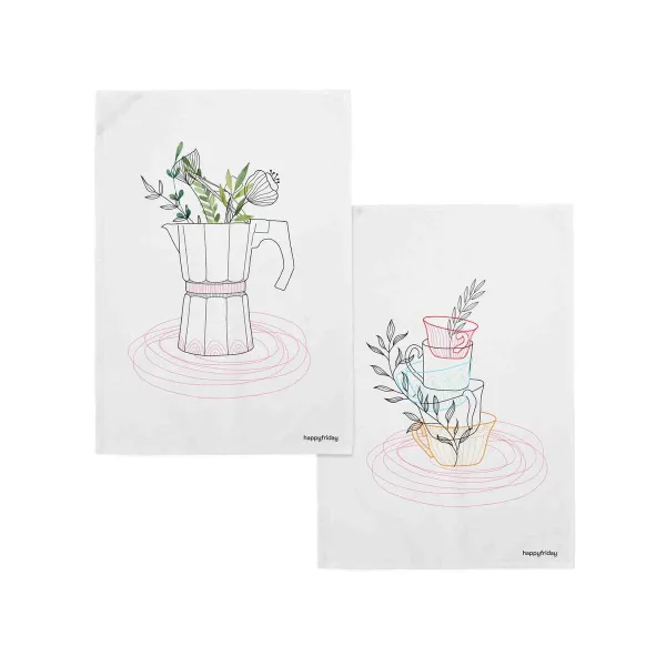 Virtuves Dvielis HappyFriday Breakfast Daudzkrāsains 70 x 50 cm (2 gb.)