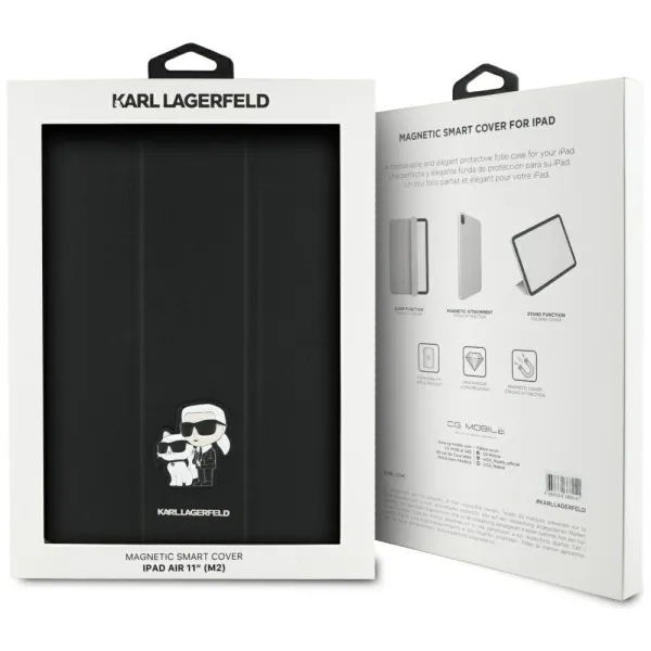 Karl Lagerfeld Book Cover Saffiano Magnetic Karl & Choupette - Case iPad Air 11” M3 (2025) / iPad Air 11” M2 (2024) (black)