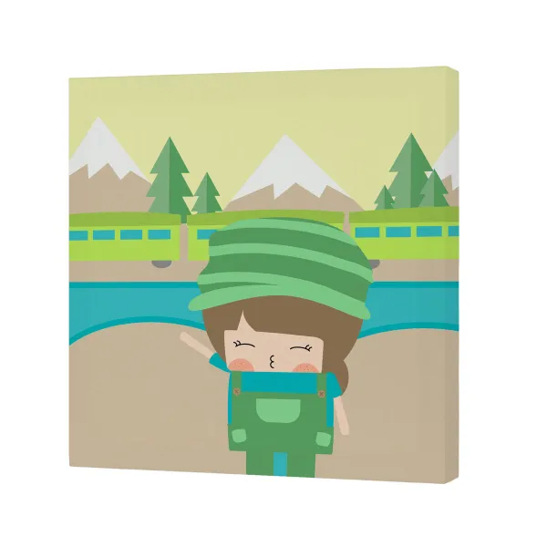 Полотно HappyFriday Happynois Train Разноцветный 27 x 27 cm