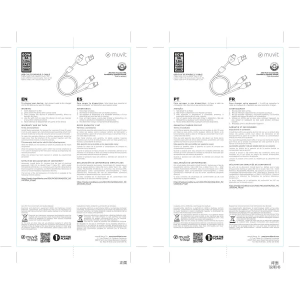 USB-C Kabelis Muvit for Change Melns