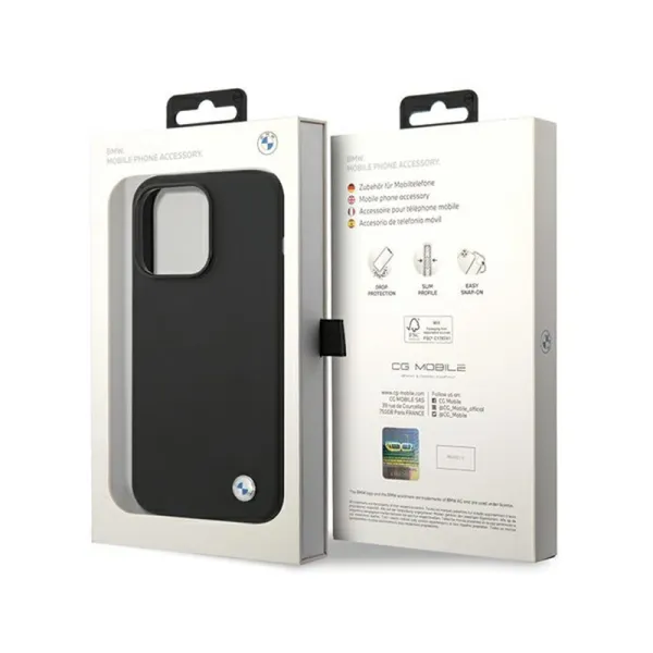 BMW Silicone Metal Logo - Case for iPhone 15 Pro Max (Black)