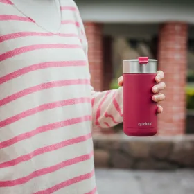 Quokka Boost Coffee Tumbler - Stainless Steel Thermal Mug with Infuser 400ml (Maroon)