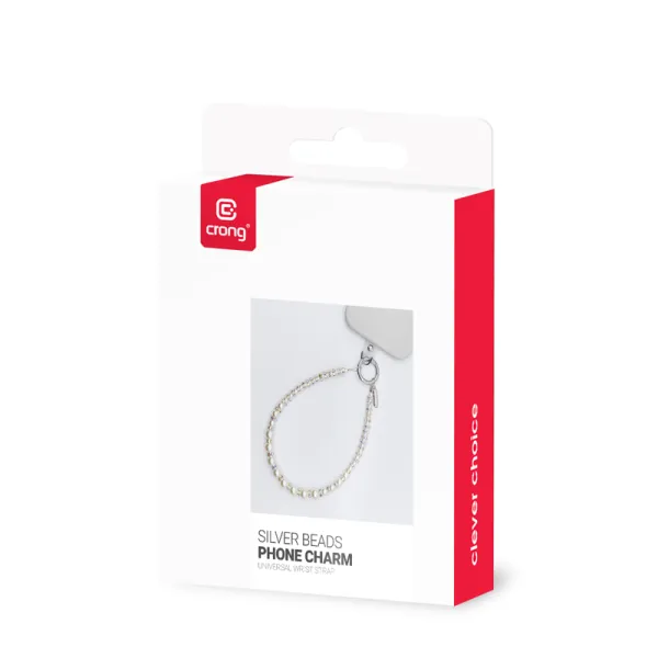 Crong Phone Charm - Lanyard Phone Pendant (Silver Beads)
