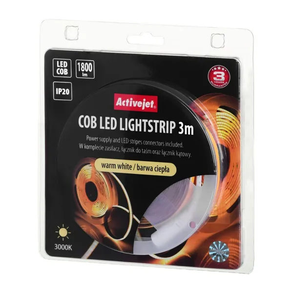Heijastinteippi Activejet AJE-COB 3m ciep Ei Lämmin valkoinen F 19 W 1800 Lm