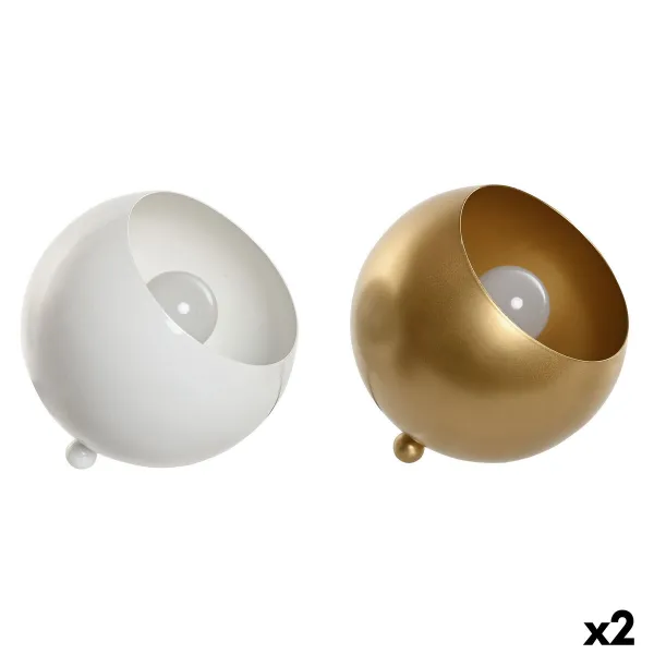 Stalinė lempa Home ESPRIT Balta Auksinis Metalinis 50 W 220 V 15 x 15 x 15 cm (2 vnt.)