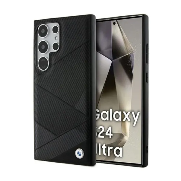 BMW Signature Leather Crossing Lines Pattern - Case for Samsung Galaxy S24 Ultra (Black)
