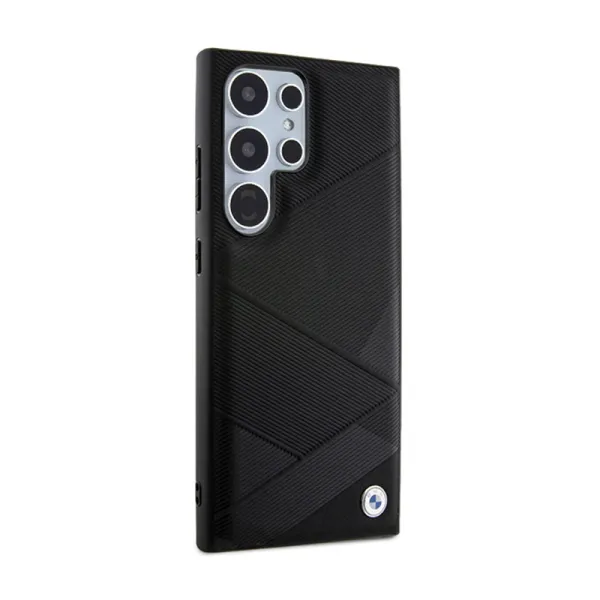 BMW Signature Leather Crossing Lines Pattern - Case for Samsung Galaxy S24 Ultra (Black)