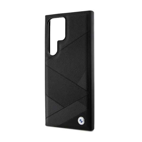 BMW Signature Leather Crossing Lines Pattern - Case for Samsung Galaxy S24 Ultra (Black)