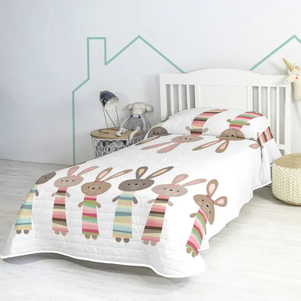 Lovatiesė (antklodė) HappyFriday Moshi Moshi Rabbit Family Spalvotas 180 x 260 cm