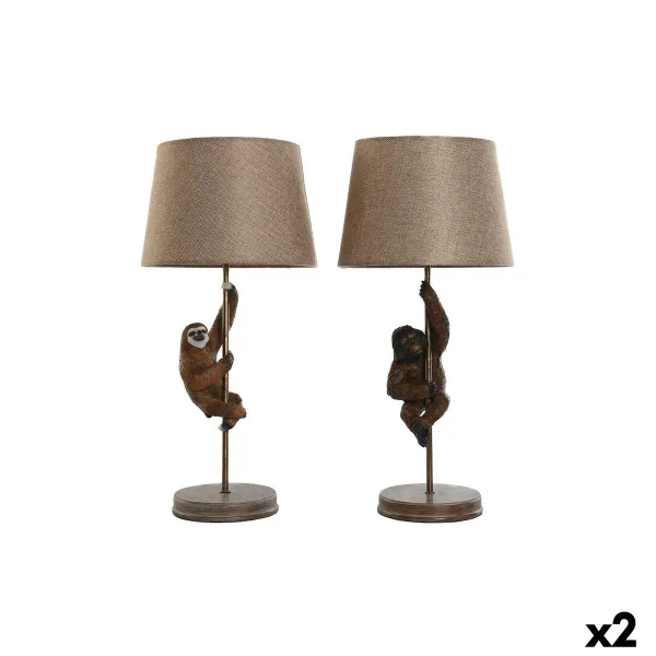 Desk lamp Home ESPRIT Brown Metal Resin 50 W 220 V 26 x 26 x 53,5 cm (2 Units)