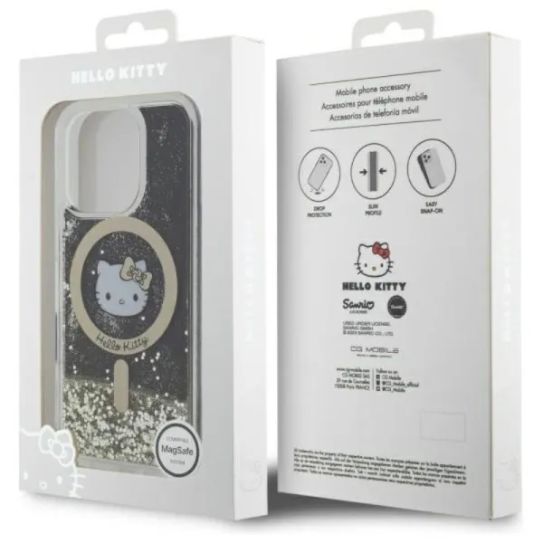 Hello Kitty Liquid Glitter Fever MagSafe - Case for iPhone 16 Pro Max (black/gold)