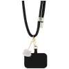 Hello Kitty Patch & Kitty Head Charm - Universal Phone Strap / Lanyard (Black)