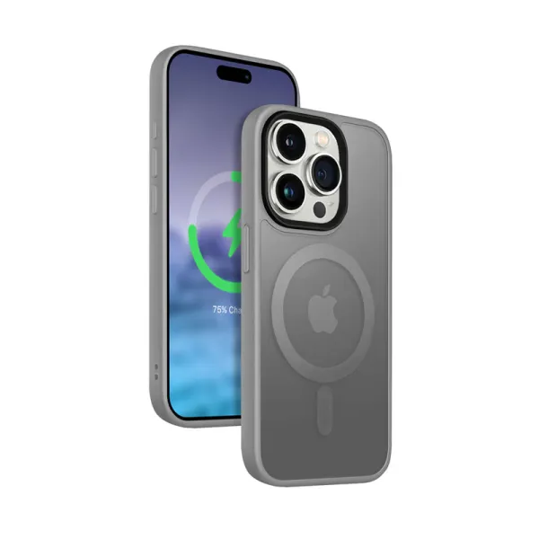 Crong Hybrid Frost MAG Cover - iPhone 15 Pro Max MagSafe Case (Gray)