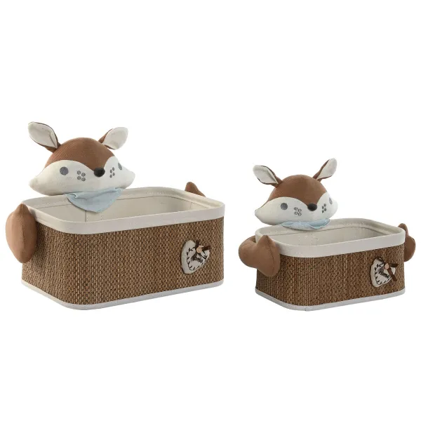 Basket set Home ESPRIT Blue Brown 43 x 33 x 32,5 cm 2 Pieces
