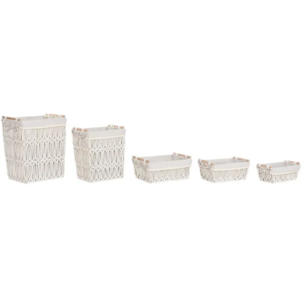 Pyykkikori Home ESPRIT Valkoinen Luonnollinen Metalli Shabby Chic 42 x 32 x 51 cm 5 Kappaletta