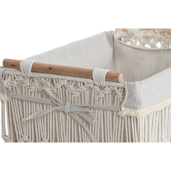 Бельевая корзина Home ESPRIT Белый Натуральный Металл Shabby Chic 42 x 32 x 51 cm 5 Предметы
