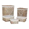 Laundry basket Home ESPRIT White Natural wicker Shabby Chic 47 x 35 x 55 cm 5 Pieces