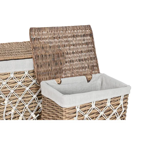 Бельевая корзина Home ESPRIT Белый Натуральный плетеный Shabby Chic 47 x 35 x 55 cm 5 Предметы