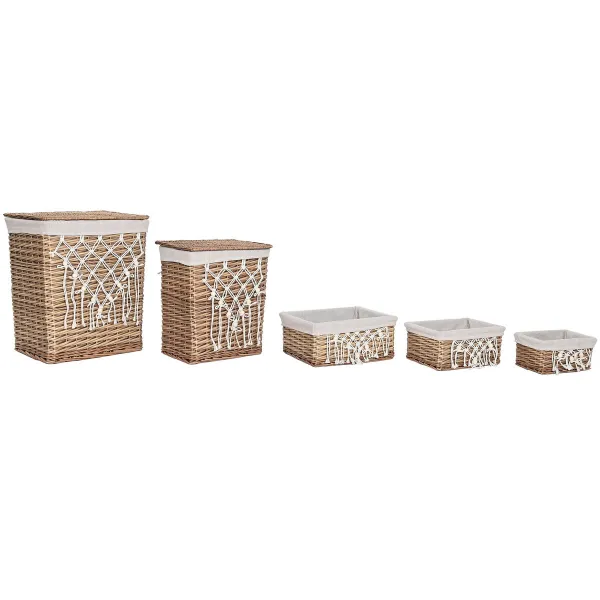 Skalbinių krepšys Home ESPRIT Balta Natūralus vytelių Shabby Chic 47 x 35 x 55 cm 5 Dalys