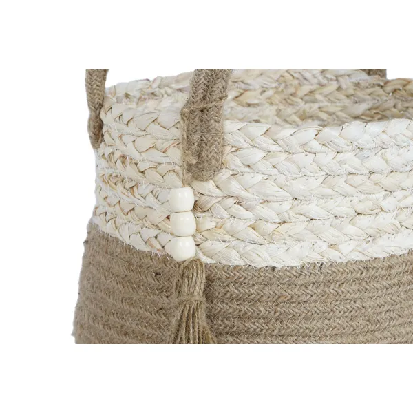 Korisetti Home ESPRIT Luonnollinen Vaaleanruskea Juutti Maissikuitu Moderni 41 x 30 x 33 cm 3 Kappaletta