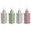 Lantern Home ESPRIT White Green Pink Iron Oriental 10 x 10 x 30 cm (4 Units)