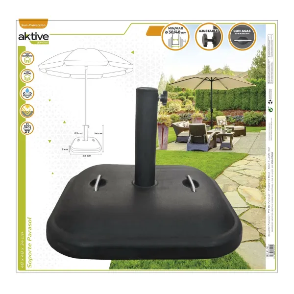 Base for beach umbrella Aktive Black 100 % polyethylene 48 x 34 x 48 cm
