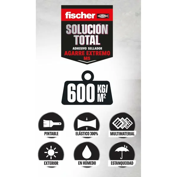 Tiivistysaine / liima Fischer Solución Total 572475 Valkoinen 290 ml Erittäin vahva